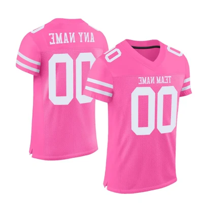 Sublimación personalizada, camiseta de fútbol americano rosa, equipo, mujeres, hombres, diseño, ropa de fútbol americano