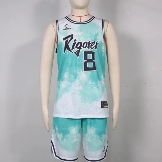 La ropa deportiva de la camiseta del baloncesto de la sublimación de Riogrer crea para requisitos particulares para el poliéster de la malla de los pantalones cortos de los hombres